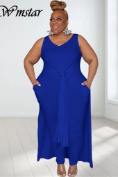 Plus Size Two Piece Solid Dress Pants and Long Top Set with Pockets -  Shopping