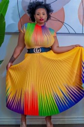 Vibrant Rainbow Two Piece Dress Set - A Charming and Attractive Outfit for Any Occasion