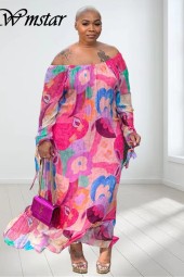 Plus Size Floral Elegance Maxi Dress Outfit Streetwear Set