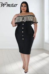 Plus Size Solid Mesh Patchwork Off Shoulder Maxi Dress Outfits: A Stylish and Comfortable Look for Every Occasion