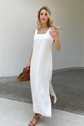 Summer Solid Sleeveless Split Tank Dress for Beach Design