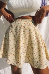 Boho Floral High Waist Pleated Skirt - Summer Mini Skirts