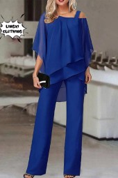 Summer Solid Loose Bat Sleeve High Waist Elegant Set