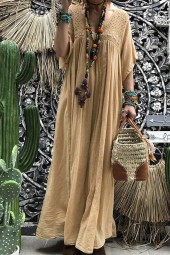 Bohemian Lace Maxi Dress: Summer Sundress with Flare Sleeves