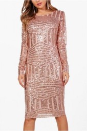 Glamorous Pink Sparkle Mesh Backless Bodycon Dress