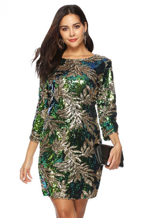 Sequin Sheath Knee Length Plus Size Party Dress