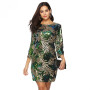Sequin Sheath Knee Length Plus Size Party Dress