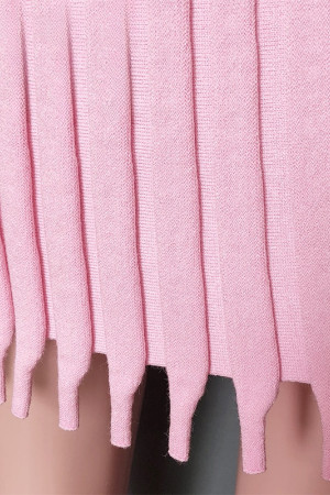 Knit Pleated Tassel Long Sleeve Bodycon Midi Dress