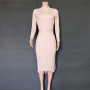 Knit Pleated Tassel Long Sleeve Bodycon Midi Dress