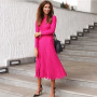 Knit Pleated Tassel Long Sleeve Bodycon Midi Dress