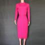 Knit Pleated Tassel Long Sleeve Bodycon Midi Dress