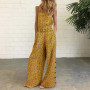 Floral Square Neck Sleeveless Wide Leg Plus Size Jumpsuit