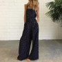 Floral Square Neck Sleeveless Wide Leg Plus Size Jumpsuit