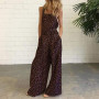 Floral Square Neck Sleeveless Wide Leg Plus Size Jumpsuit