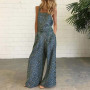 Floral Square Neck Sleeveless Wide Leg Plus Size Jumpsuit