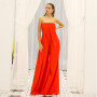 Off Shoulder Slash Neck Backless Wide Leg Romper