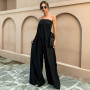 Off Shoulder Slash Neck Backless Wide Leg Romper