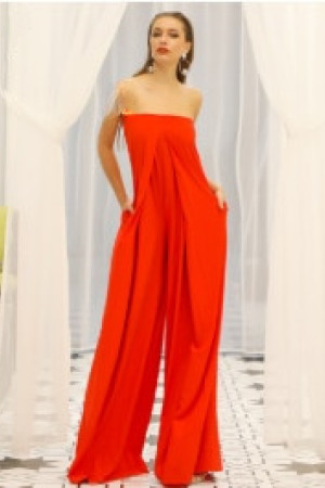 Off Shoulder Slash Neck Backless Wide Leg Romper