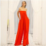 Off Shoulder Slash Neck Backless Wide Leg Romper