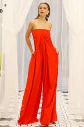 Summer-Ready Elegance: Slash Neck Off Shoulder Backless Rompers Solid Color Jumpsuit