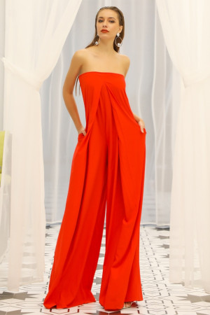 Off Shoulder Slash Neck Backless Wide Leg Romper