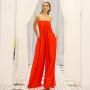 Off Shoulder Slash Neck Backless Wide Leg Romper