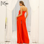 Off Shoulder Slash Neck Backless Wide Leg Romper