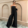 Off Shoulder Slash Neck Backless Wide Leg Romper