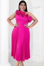 Ruffled Empire Line Plus Size Evening Gown