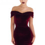 Velvet Off Shoulder Ruched Bodycon Formal Dress