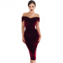 Velvet Off Shoulder Ruched Bodycon Formal Dress