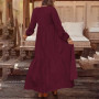 Bohemian Ruffle Long Sleeve Maxi Shirt Dress