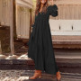 Bohemian Ruffle Long Sleeve Maxi Shirt Dress