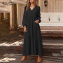 Bohemian Ruffle Long Sleeve Maxi Shirt Dress