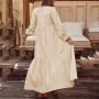 Bohemian Ruffle Long Sleeve Maxi Shirt Dress