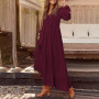 Bohemian Ruffle Long Sleeve Maxi Shirt Dress