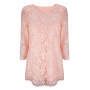 Vintage Floral Lace Round Neck 3/4 Sleeve Plus Size Blouse