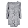Vintage Floral Lace Round Neck 3/4 Sleeve Plus Size Blouse