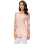 Vintage Floral Lace Round Neck 3/4 Sleeve Plus Size Blouse