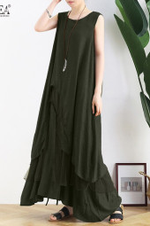 Vintage Asymmetrical Sleeveless Plus Size Tank Dress