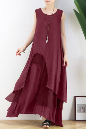 Vintage Asymmetrical Sleeveless Plus Size Tank Dress