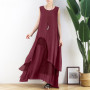 Vintage Asymmetrical Sleeveless Plus Size Tank Dress