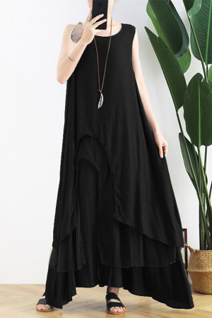 Vintage Asymmetrical Sleeveless Plus Size Tank Dress