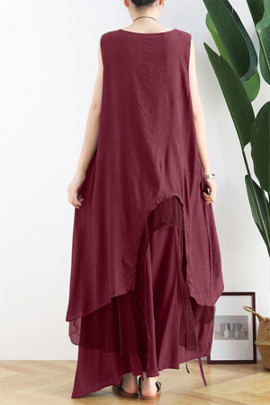 Vintage Asymmetrical Sleeveless Plus Size Tank Dress