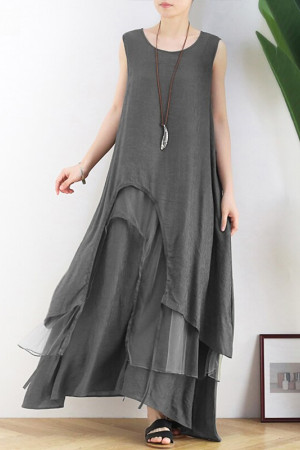 Vintage Asymmetrical Sleeveless Plus Size Tank Dress