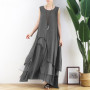 Vintage Asymmetrical Sleeveless Plus Size Tank Dress