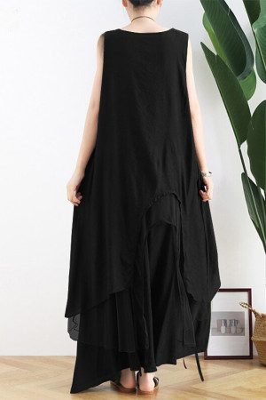 Vintage Asymmetrical Sleeveless Plus Size Tank Dress