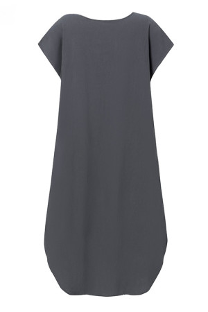 Loose Cotton Short Sleeve Ruffle Knee Length Dress