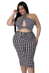 Plus Size Elegant Halter Bandage Midi Dress