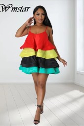 Summer-Ready Patchwork Mini Dress with Flirty Tank Ruffles